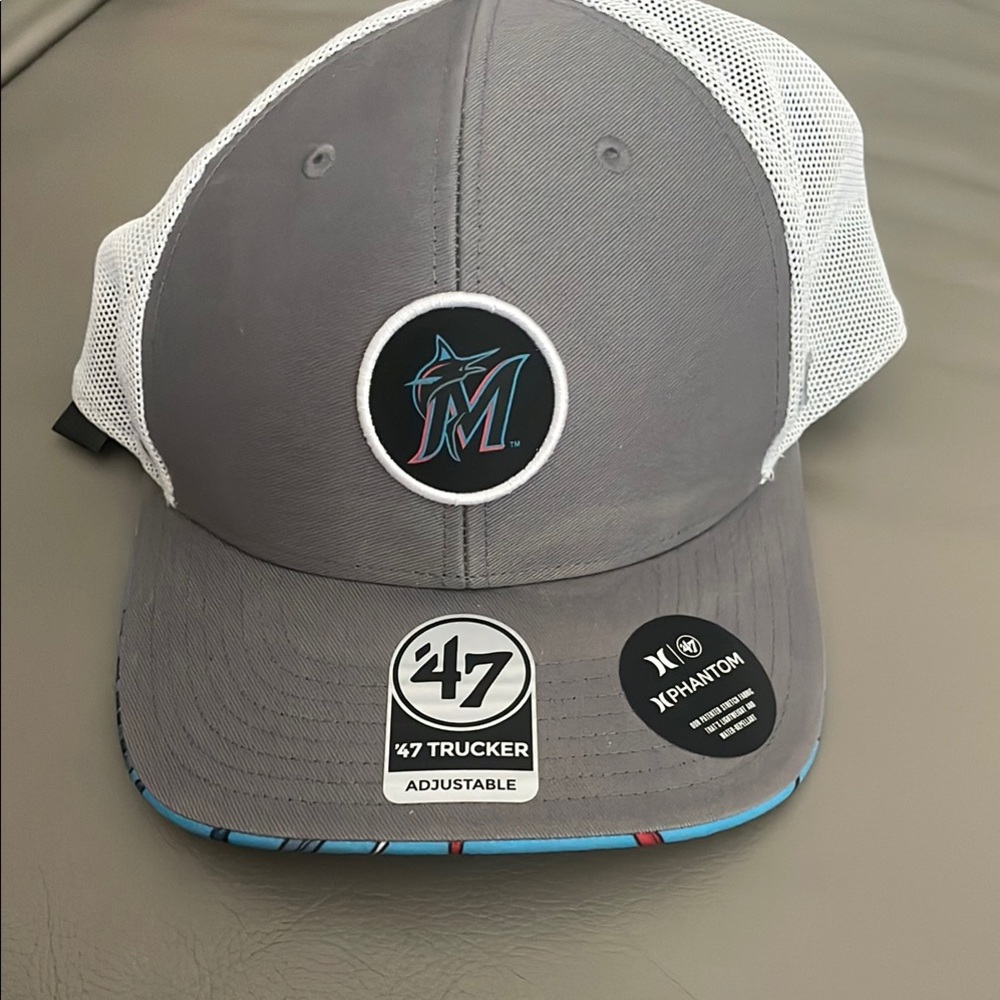 BNWT 47 Brand Miami Marlins Gray and White Cap CB